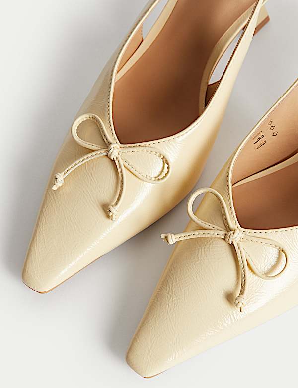 Bow Slip On Kitten Heel Slingback Shoes - FI