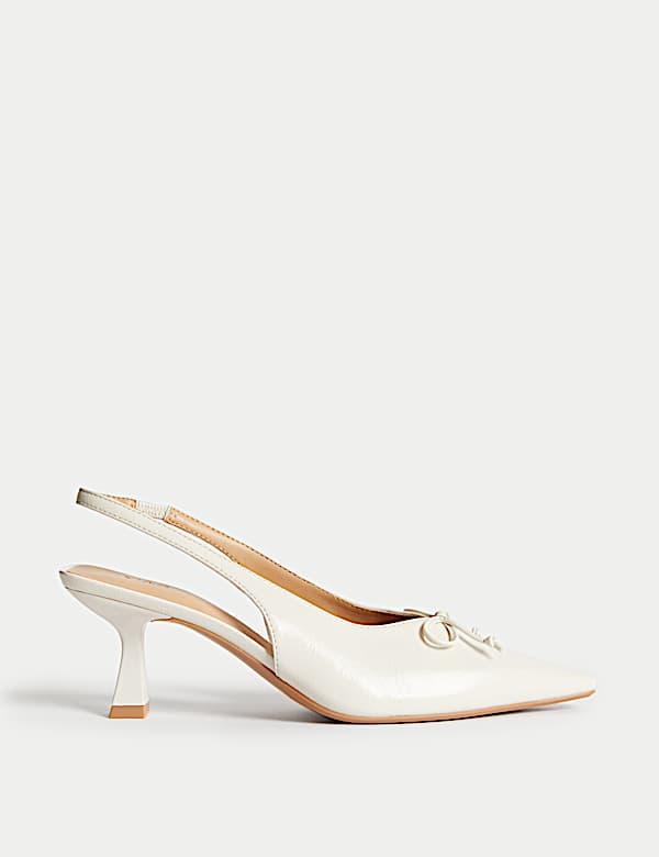 Bow Slip On Kitten Heel Slingback Shoes - US
