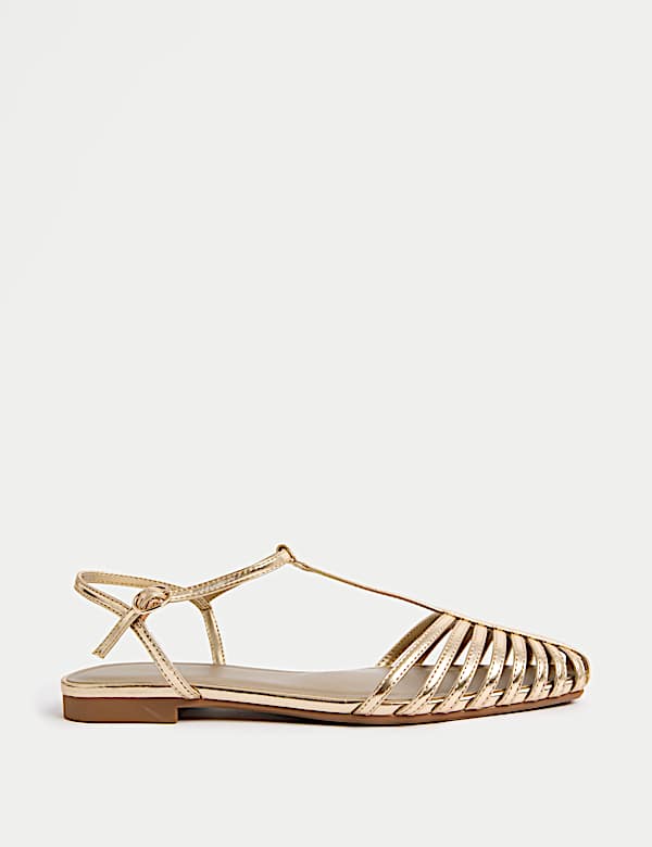 Ankle Strap T Bar Flat Pointed Sandals - MX