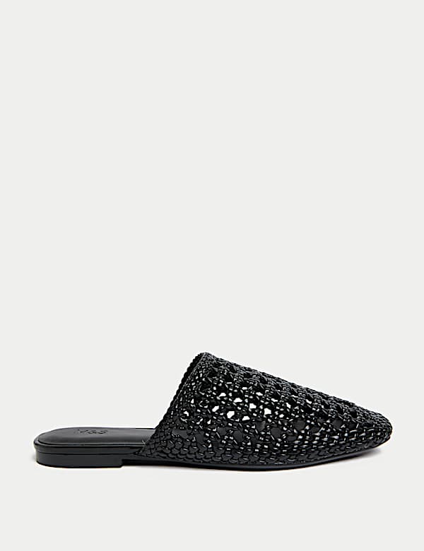 Woven Slip On Flat Mules - US