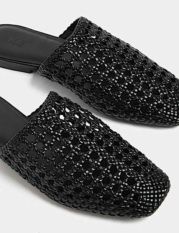 Woven Slip On Flat Mules - AU