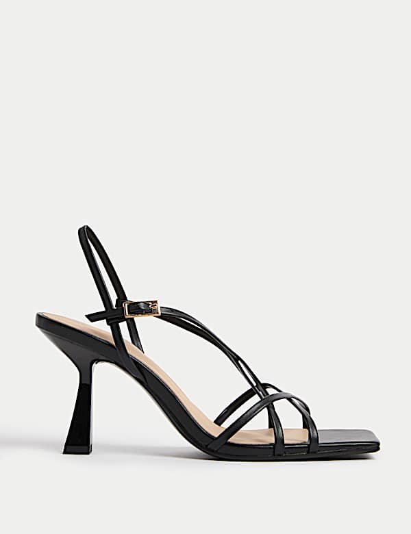Strappy Stiletto Heel Square Toe Sandals - MX