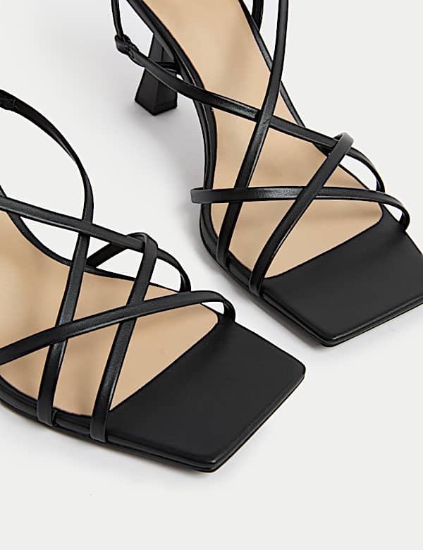Strappy Stiletto Heel Square Toe Sandals - NL