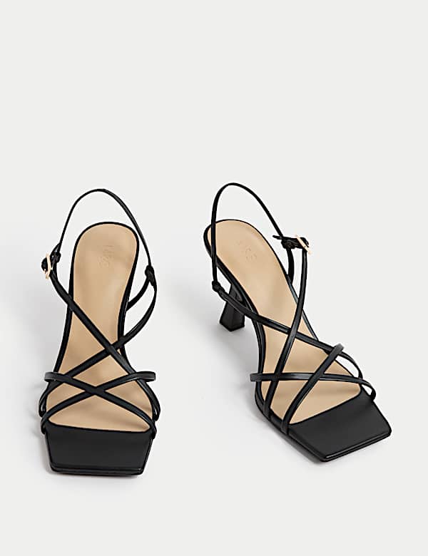 Strappy Stiletto Heel Square Toe Sandals - NL