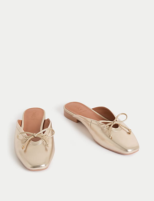 Leather Bow Flat Mules - JP