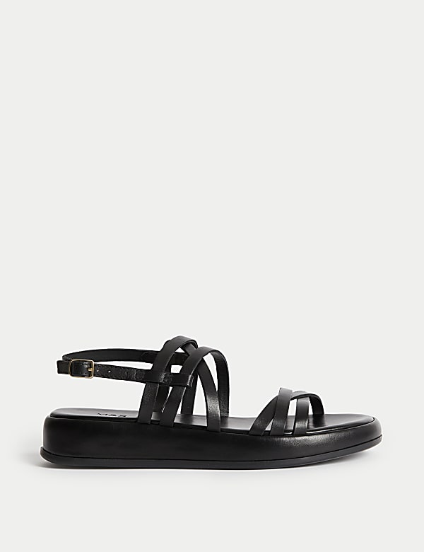 Leather Strappy Flatform Sandals - MX