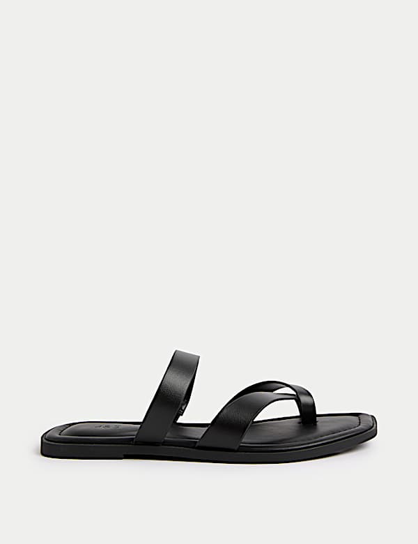 Toe Loop Strappy Flat Mules - GR