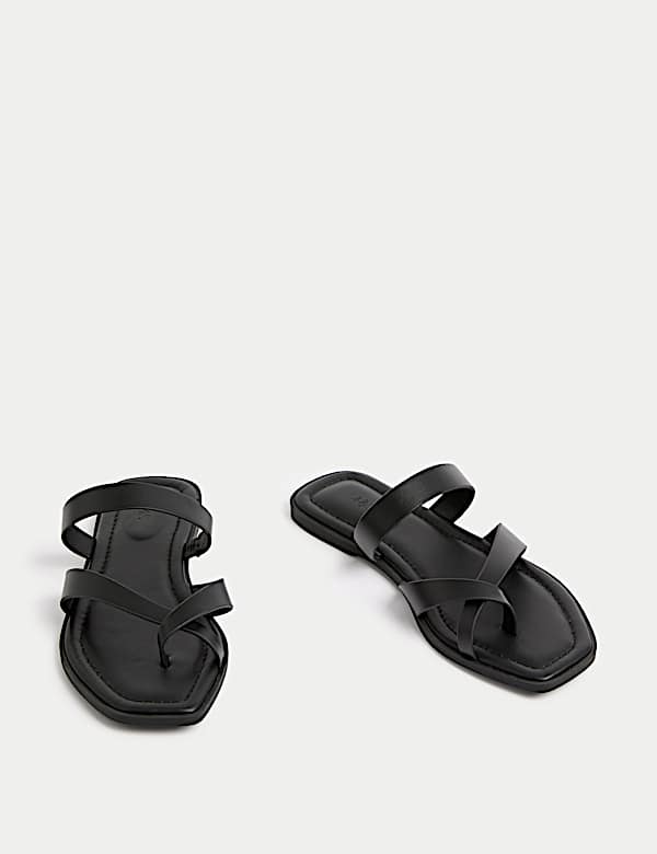 Toe Loop Strappy Flat Mules - BG