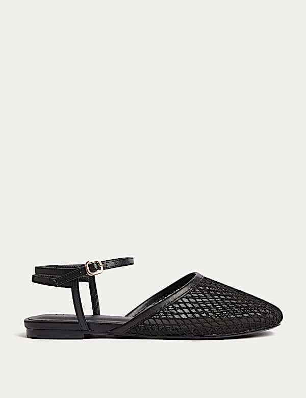 Mesh Ankle Strap Flat Sandals - HR