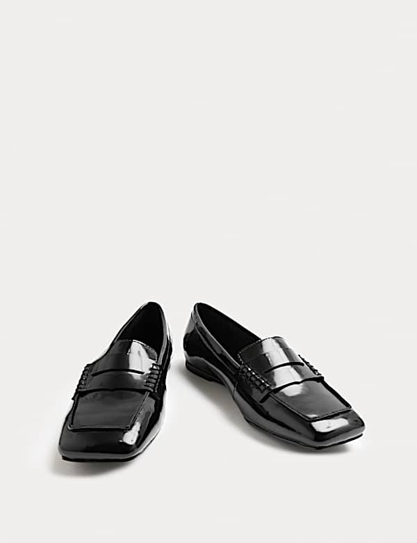 Patent Flat Square Toe Loafers - RO