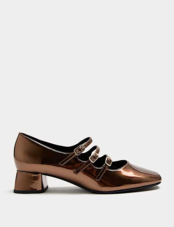 Zapatos Mary Jane con tacón en bloque metalizados - US