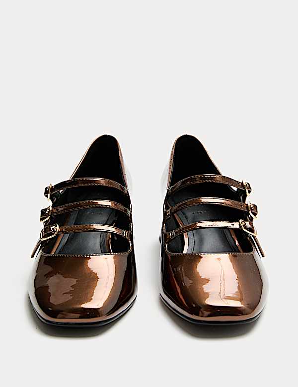 נעלי מרי ג'יין מטאליות עם עקב בלוק - IL