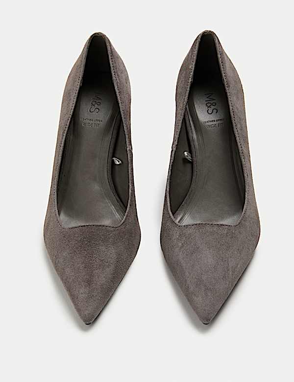 Wide Fit Suede Stiletto Heel Court Shoes - CZ