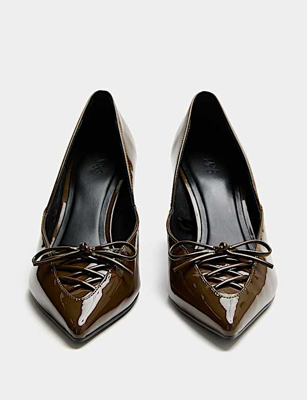 נעלי עקב עם עקב סטילטו ועיטור תחרה - IL