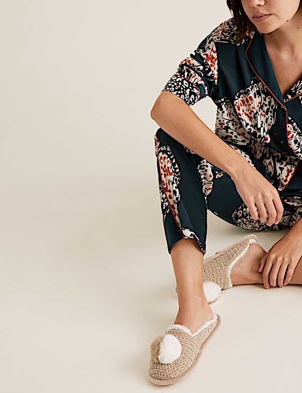 Pom Pom Mule Slippers
