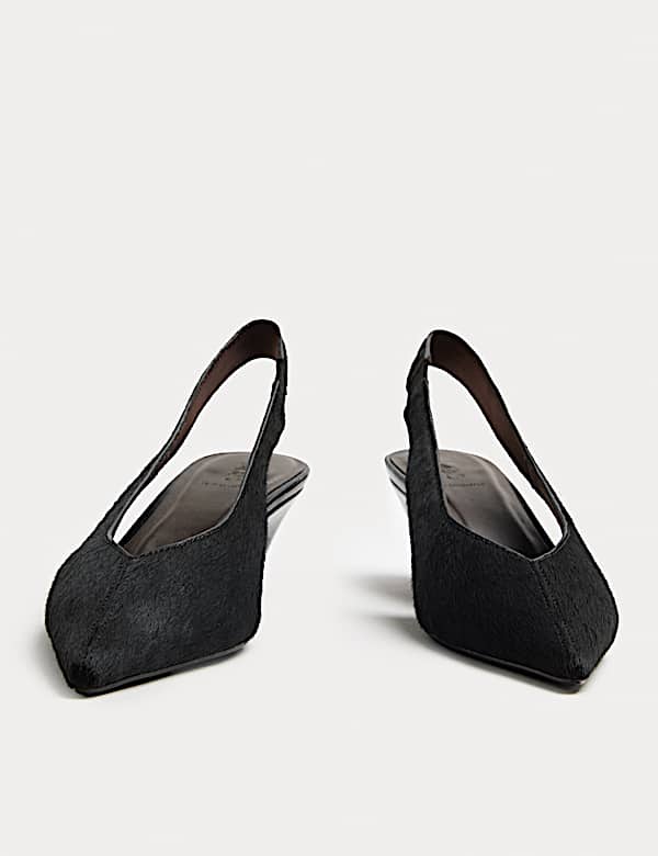 Leather Hair On Wedge Pointed Slingback Shoes - IT