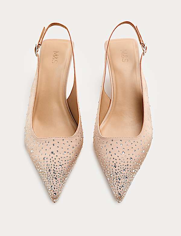 Slingbacks met kittenhak en glitter - NL