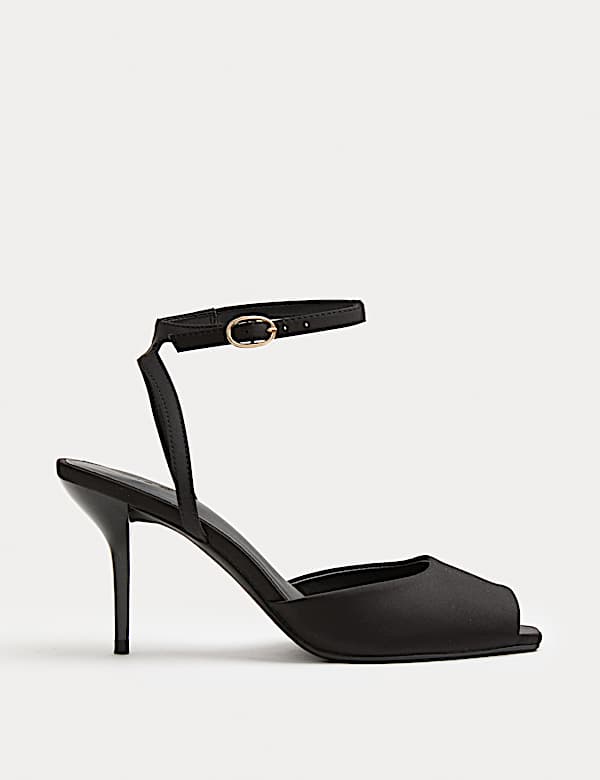 Satin Peep Toe Stiletto Heel Sandals - VN