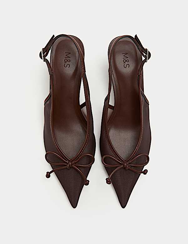 Mesh Point Kitten Heel Slingback Shoes - US