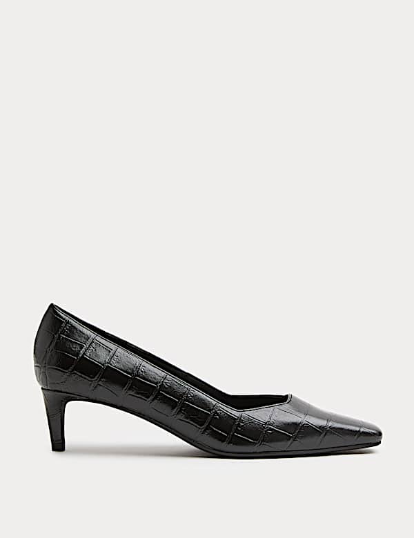 Croc Kitten Heel Chisel Toe Court Shoes - US