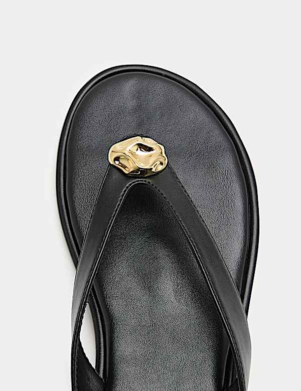 Trim Detail Flat Toe Post Sandals - MV
