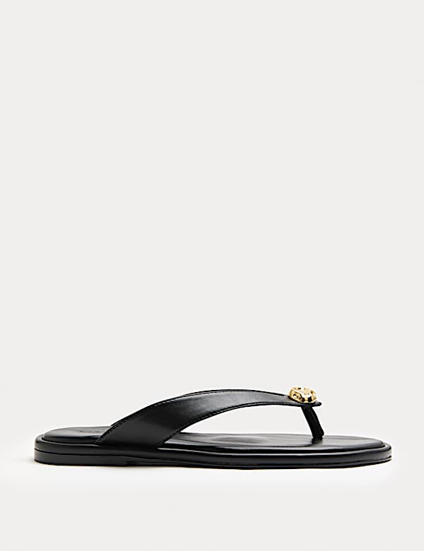 Trim Detail Flat Toe Post Sandals - MV