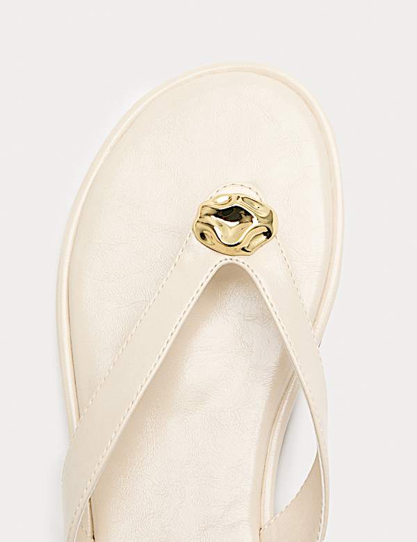 Trim Detail Flat Toe Post Sandals - BE