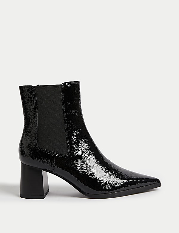 Patent Leather Chelsea Block Heel Boots - US