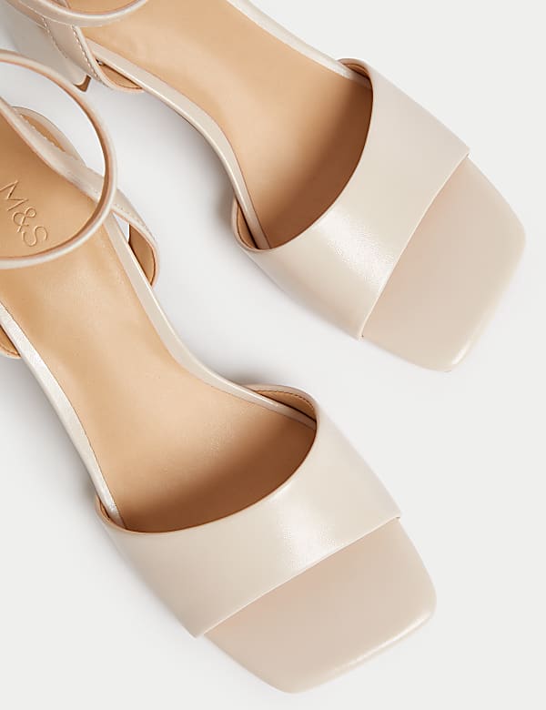 Ankle Strap Block Heel Sandals - CZ