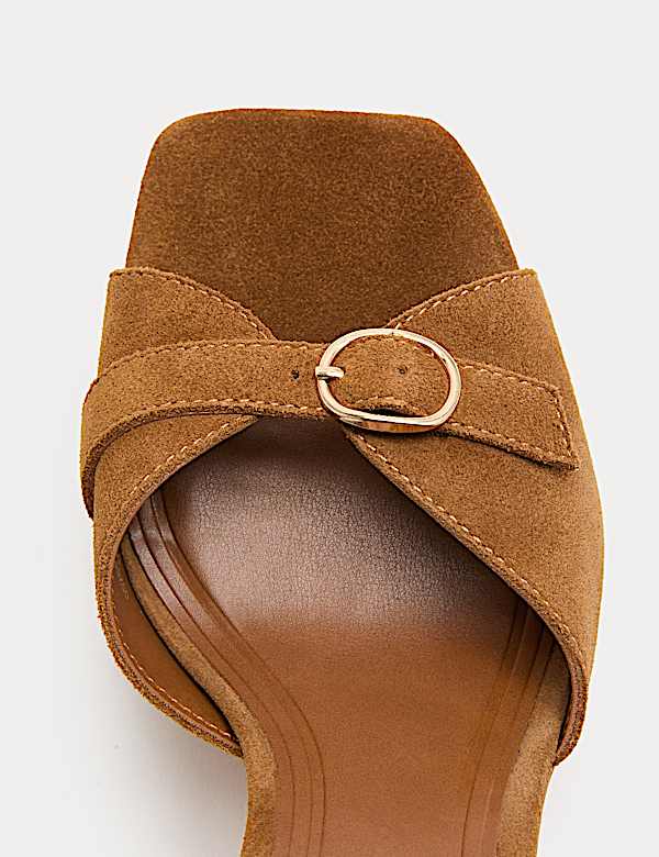 Suede Buckle Ankle Strap Wedge Sandals - US