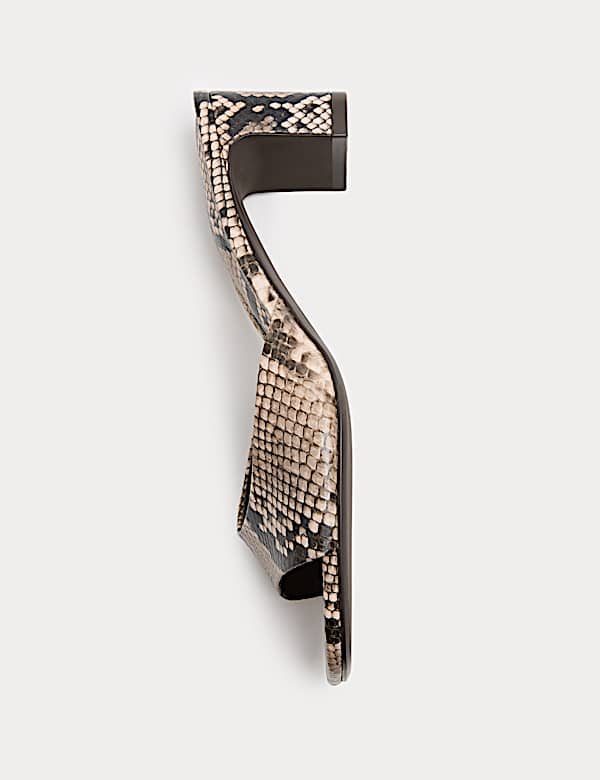 Wide Fit Snake Print Block Heel Mules - NZ