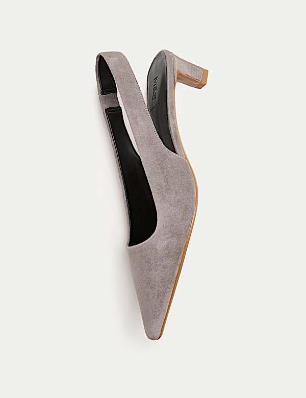 Suede Kitten Heel Pointed Slingback Shoes - AU
