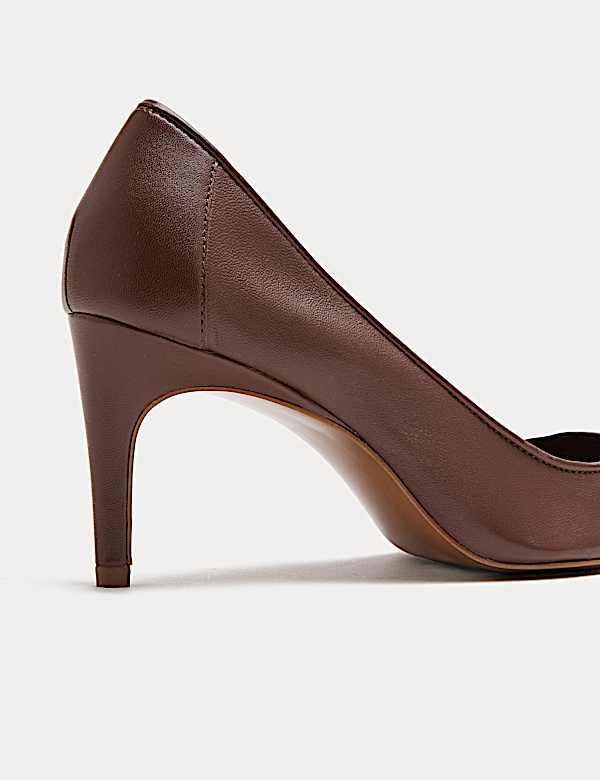Leather Stiletto Heel Pointed Court Shoes - NO