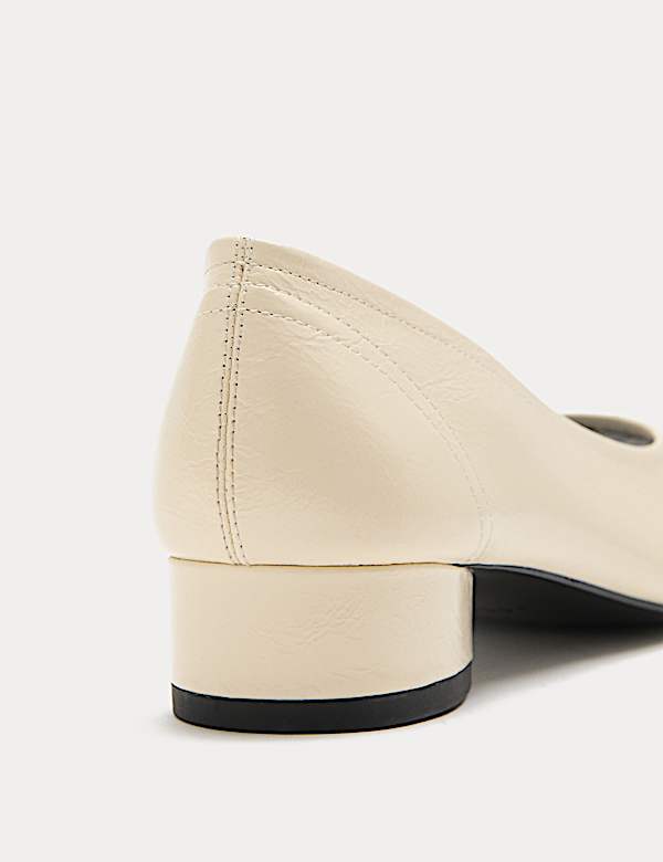 Leather Block Heel Pumps - CH
