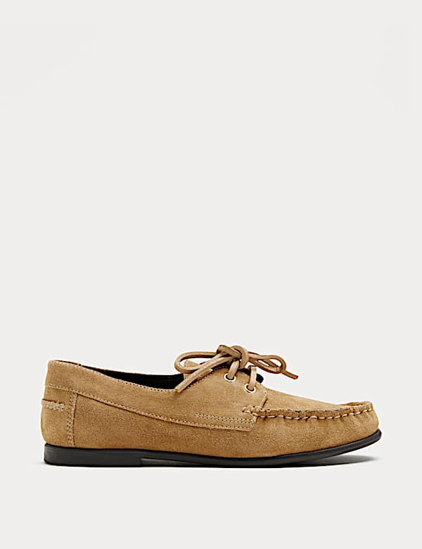 Suede Lace Up Flat Boat Shoes - IL