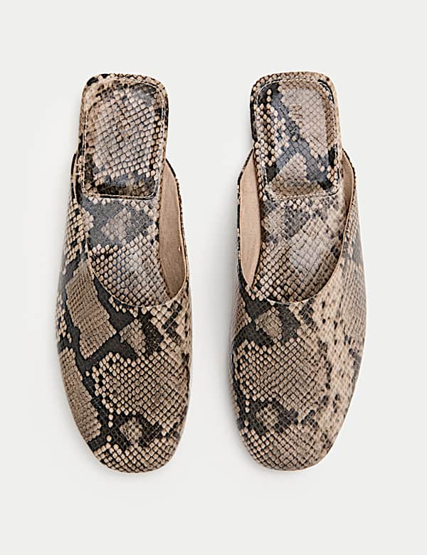 Mules plates &agrave; imprim&eacute; peau de serpent - LU