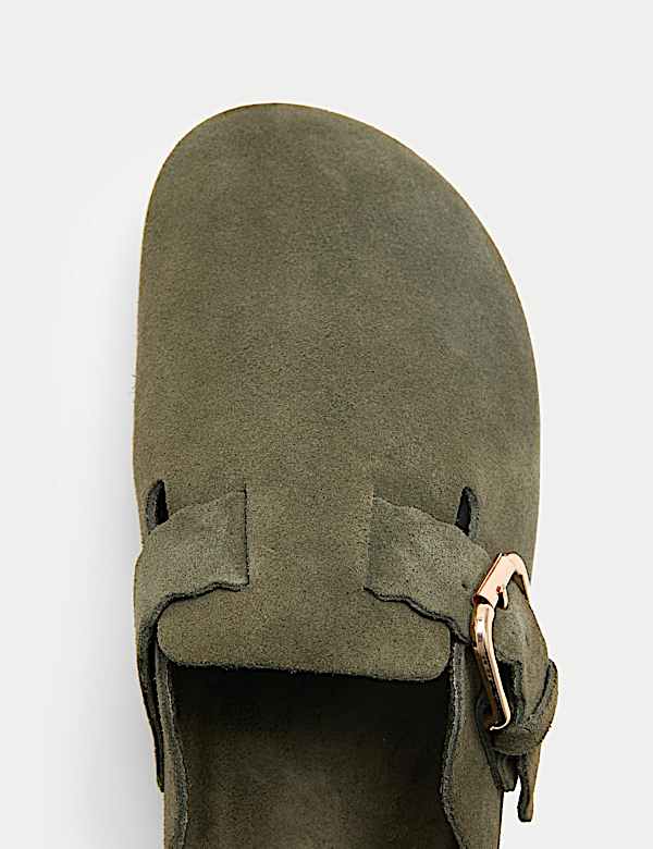 Sabots en daim &agrave; bordure festonn&eacute;e et bride - FR