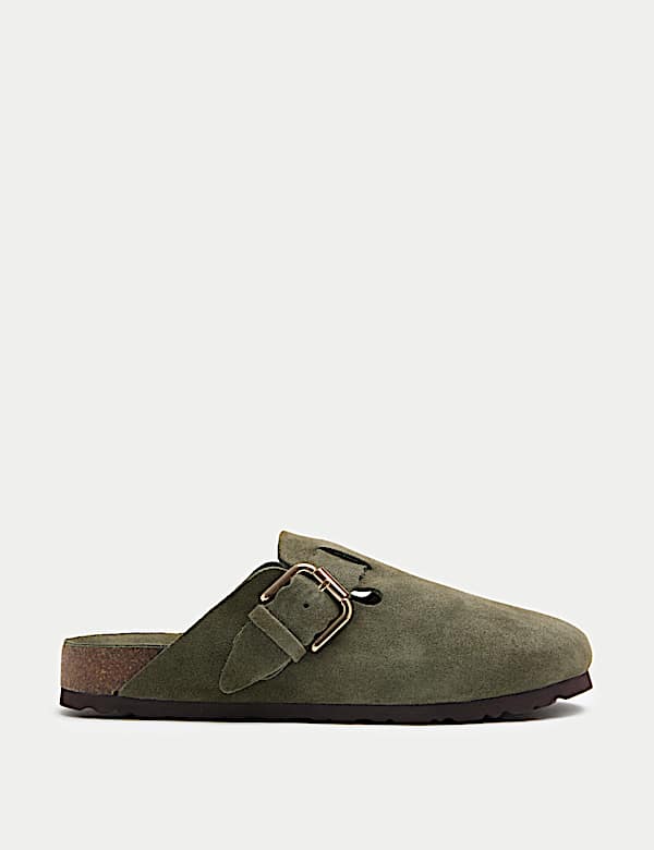 Sabots en daim &agrave; bordure festonn&eacute;e et bride - FR