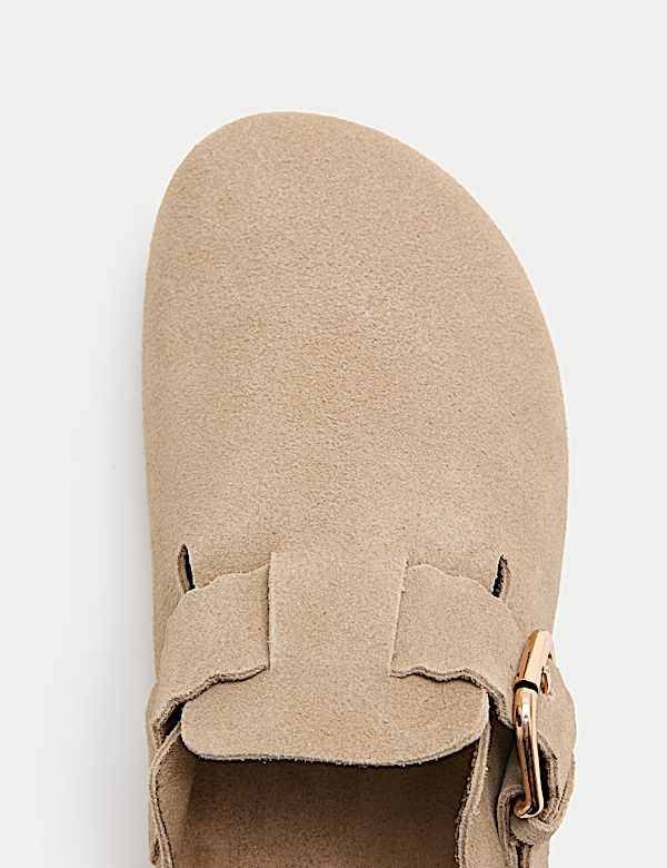 Suede Scallop Edge Strap Clogs - NO