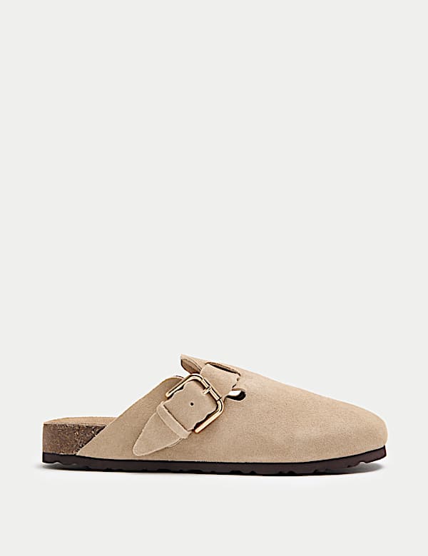 Suede Scallop Edge Strap Clogs - NO