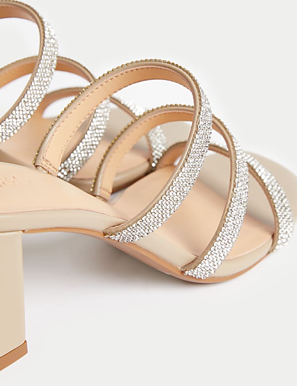 Sparkle Strappy Block Heel Mules - US