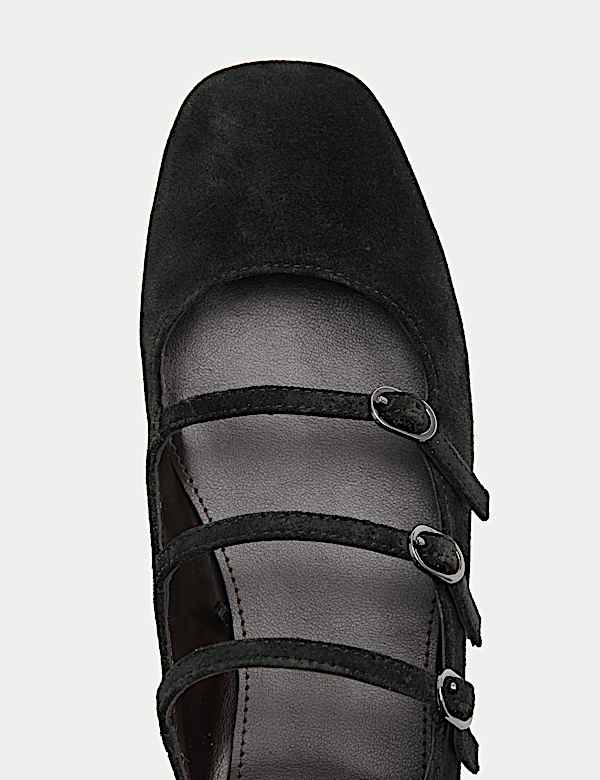 Suede Ankle Strap Mary Jane Pumps - AT