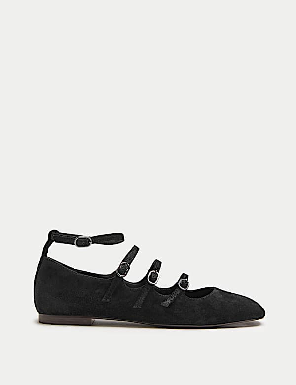 Suede Ankle Strap Mary Jane Pumps - AT