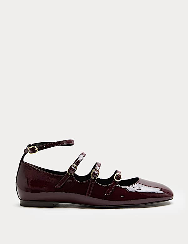 Leather Patent Ankle Strap Mary Jane Ballet Pump - SE