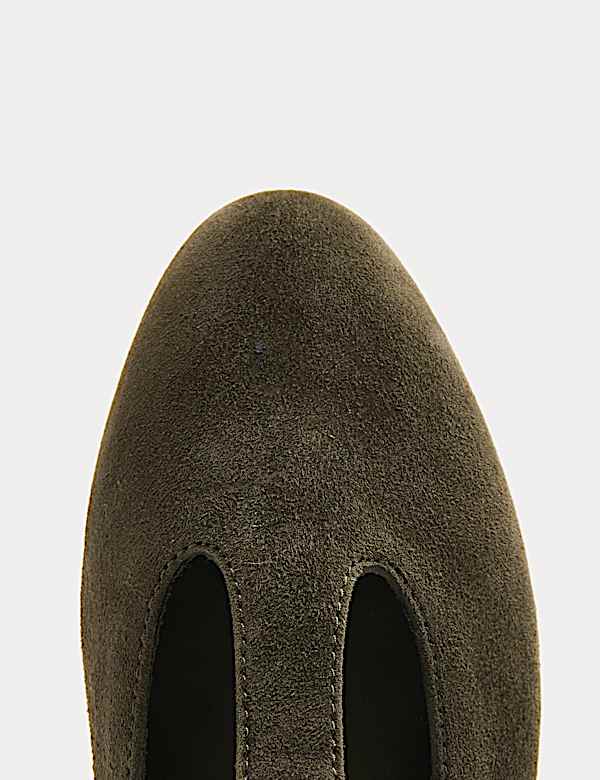 Suede T-Bar Flat Ballet Pumps - DK