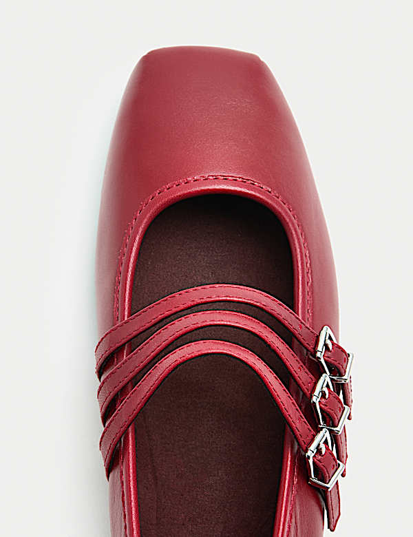 Kožen&eacute; baler&iacute;ny Mary Jane se třemi p&aacute;sky - CZ