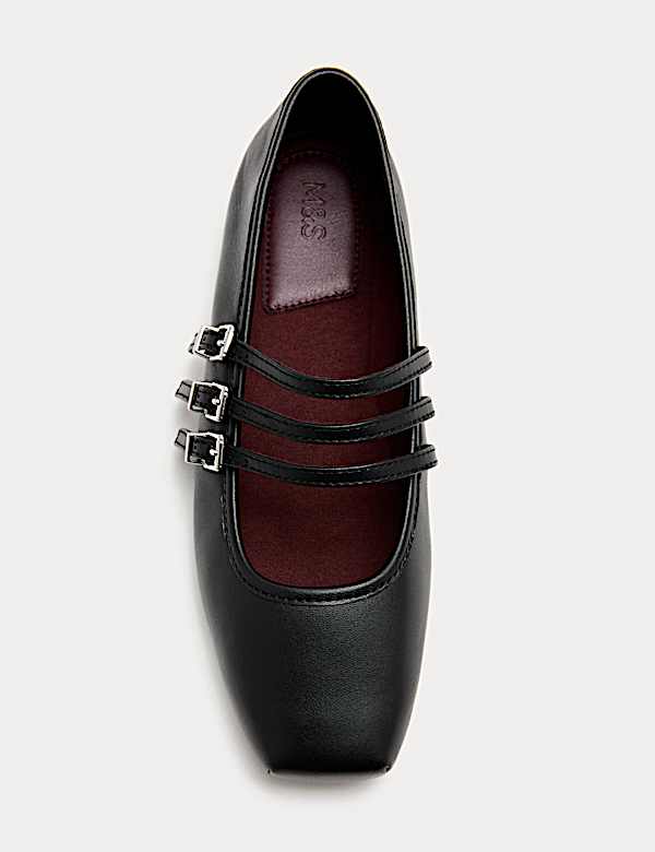 נעלי בלרינה מרי ג'יין מעור עם 3 רצועות - IL