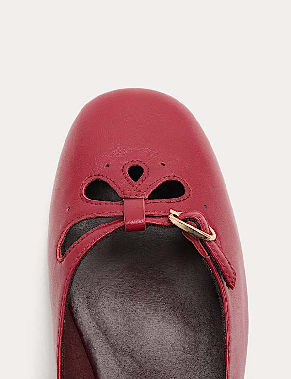 Leather Cut Out Mary Jane Ballet Pumps - IL