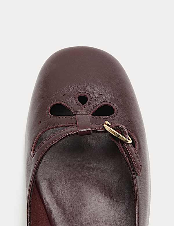Leather Cut Out Mary Jane Ballet Pumps - JO