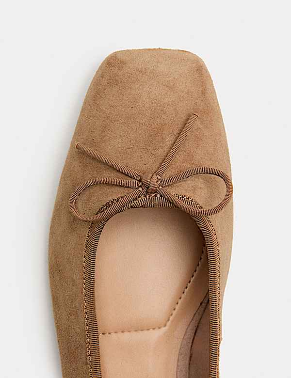 Suede Flat Square Toe Ballet Pumps - AU